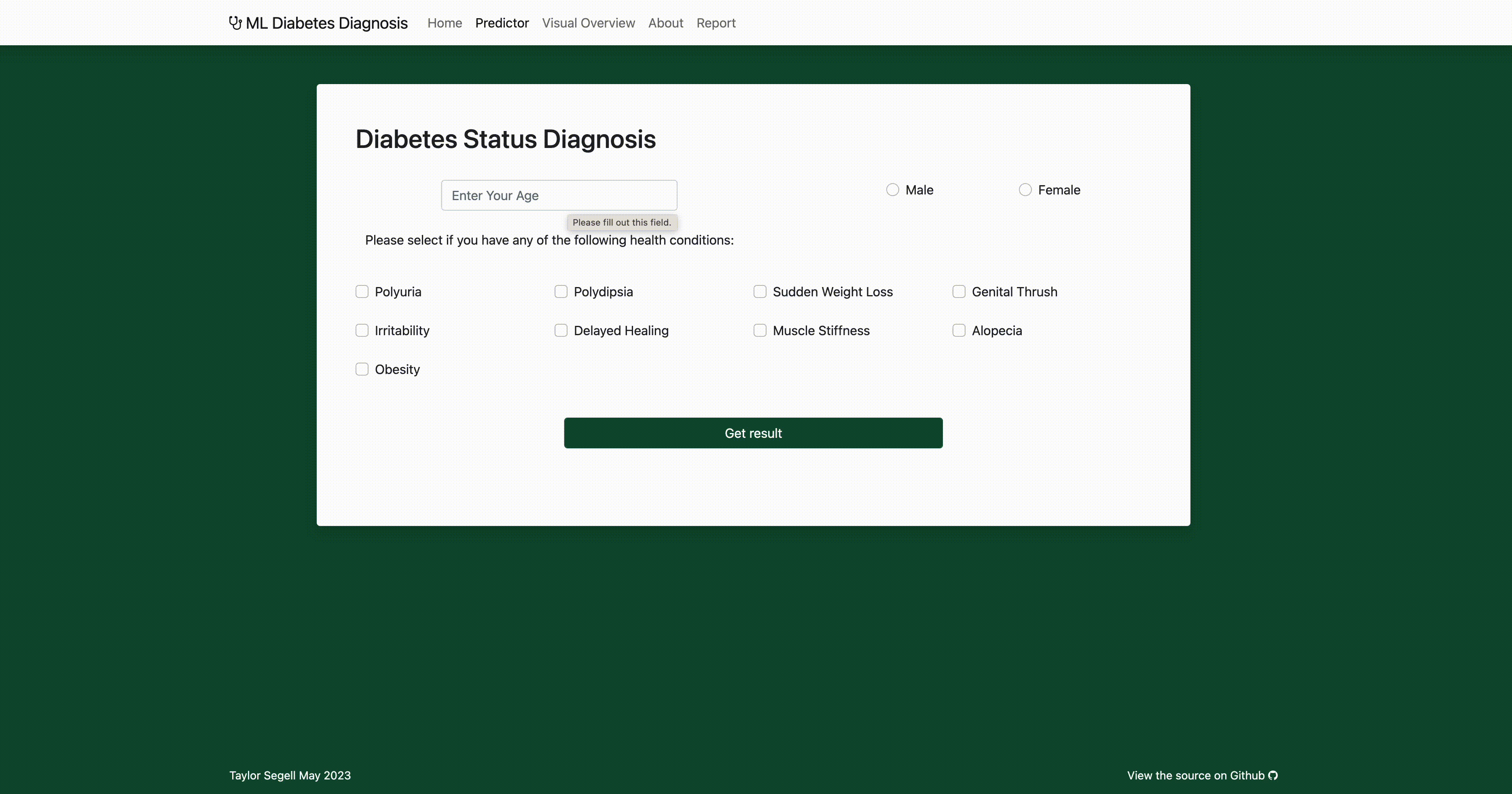 Diabetes Prediction Model Overview